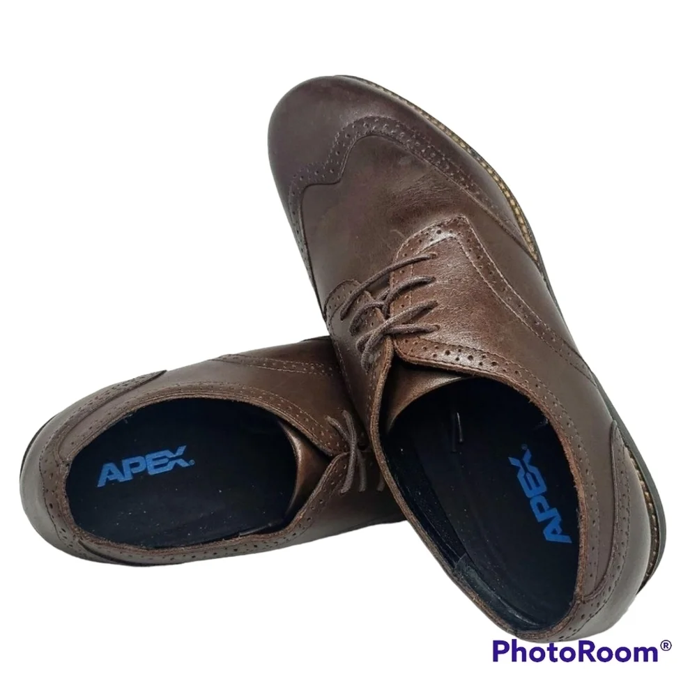 𝅺apex LT710M Men’s Oxford Dress Shoe Wingtip Brown - Picture 5 of 7